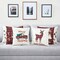 Set of 6 Christmas Throw Pillow Covers 18x18”, Red Plaid Farmhouse Holiday Décor